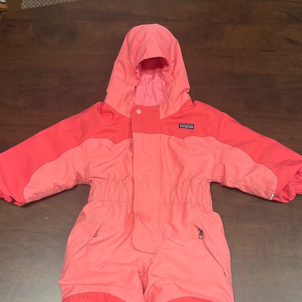 Patagonia Coral and Pink Kids Snowsuit